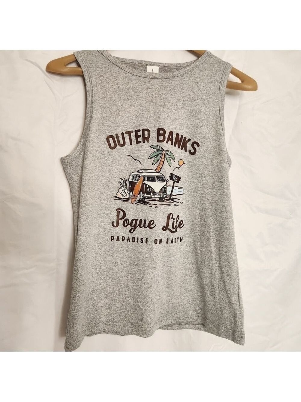 New!  Sleeveless Outer Banks Print Tank Top Casual Crew Neck For Summer & Spring